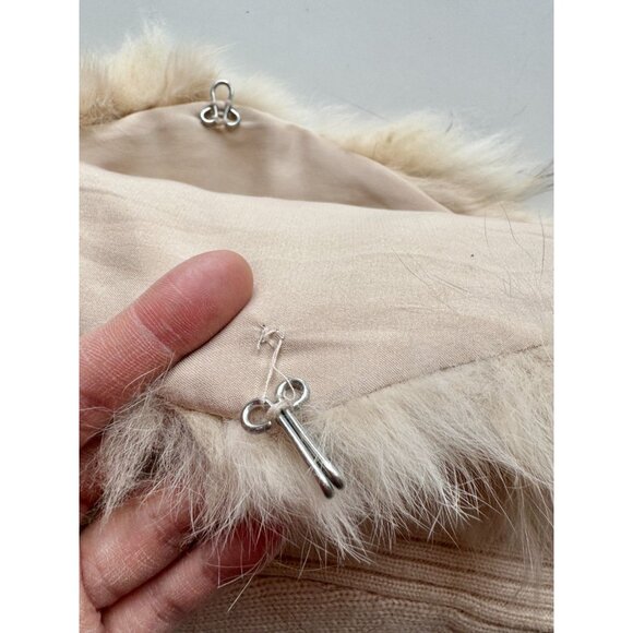 Girls' SIARE'S Beige Rabbit Fur Wool Knit Vest - Picture 10 of 11